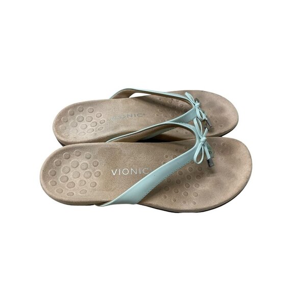 Vionic Bella Womens Orthotic Sandal Mint Patent Synthetic US Size 8.5 Bow - Picture 1 of 6